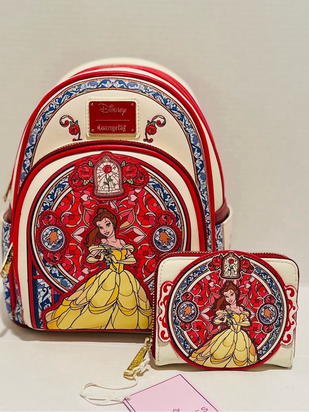 Loungefly Disney NWT Beauty & the Beast Belle Stained Glass Backpack & Wallet